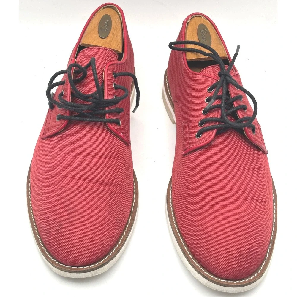 Calvin Klein Mens Red Canvas Derby Lace Up Oxford Shoes 71CLRSZ95 Size 9.5